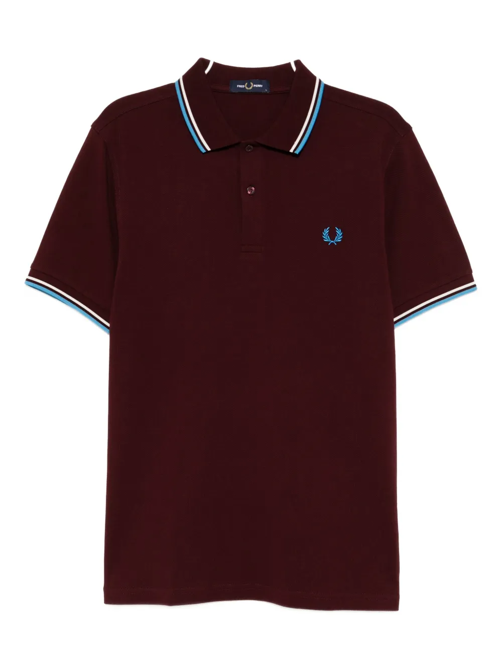 Fred Perry Polo Shirt With Short Sleeves And Ribbed Cuffs In Burgundy
