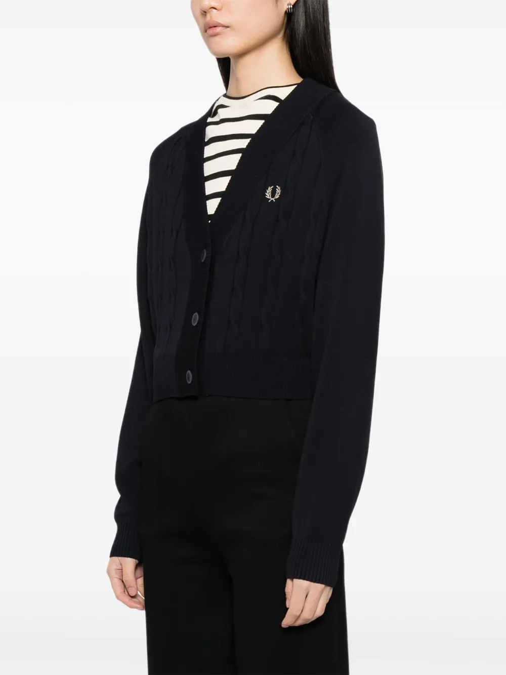  Fred Perry Cable-knit Cropped Cardigan - Blue 