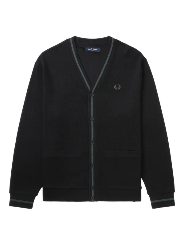 Fred Perry Cotton logo-embroidered Cardigan Black FARFETCH IN