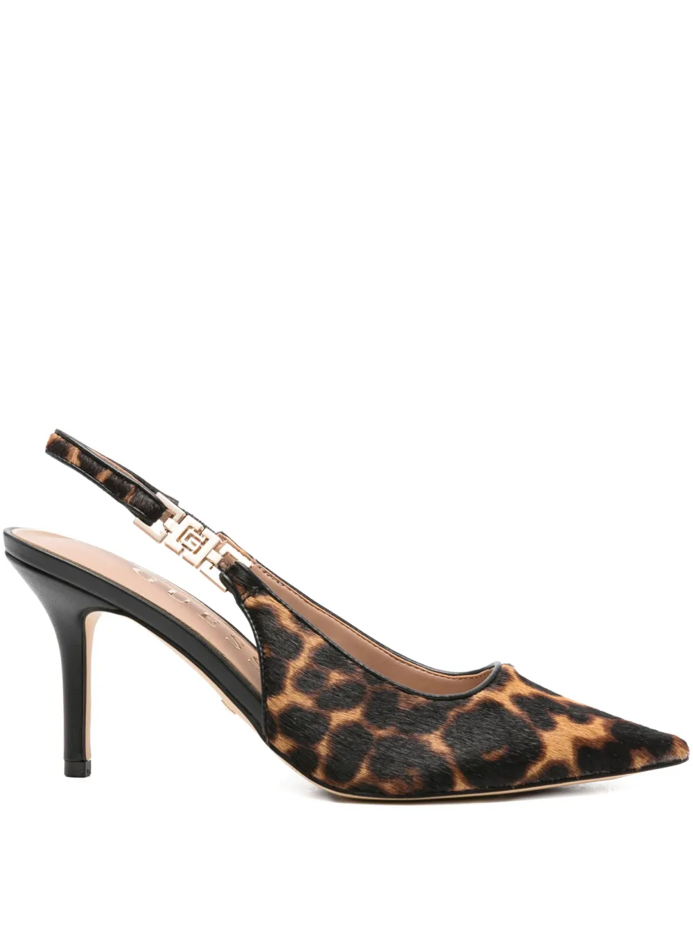 GUESS USA 85mm slingback leopard pumps Brown
