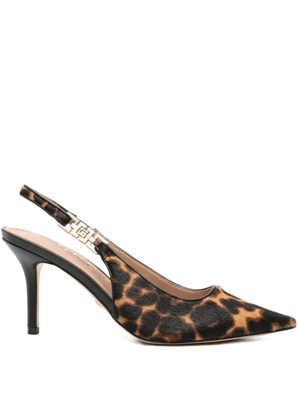 GUESS USA 85mm Slingback Leopard Pumps | Brown | FARFETCH