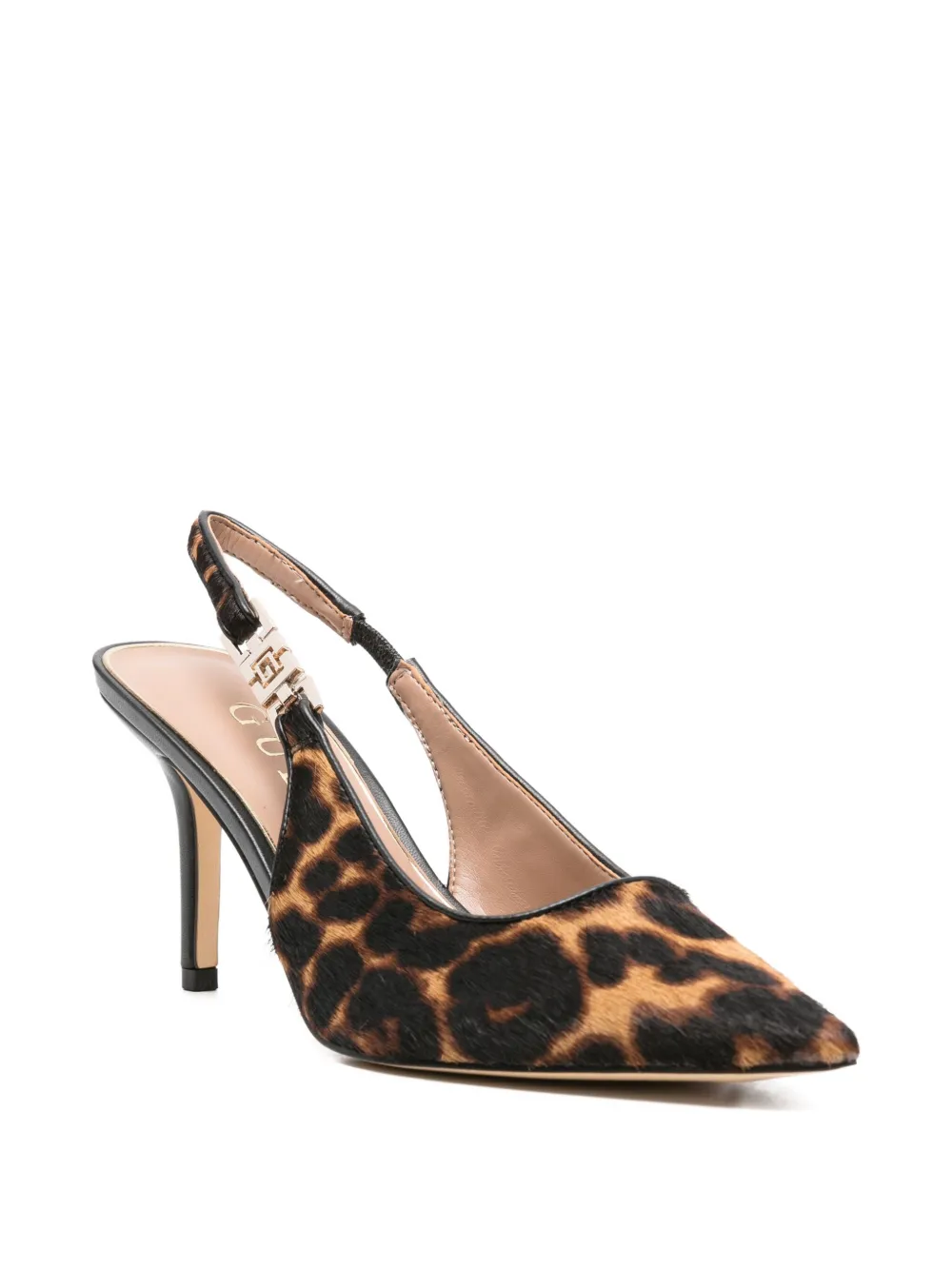 GUESS USA 85mm slingback leopard pumps Brown