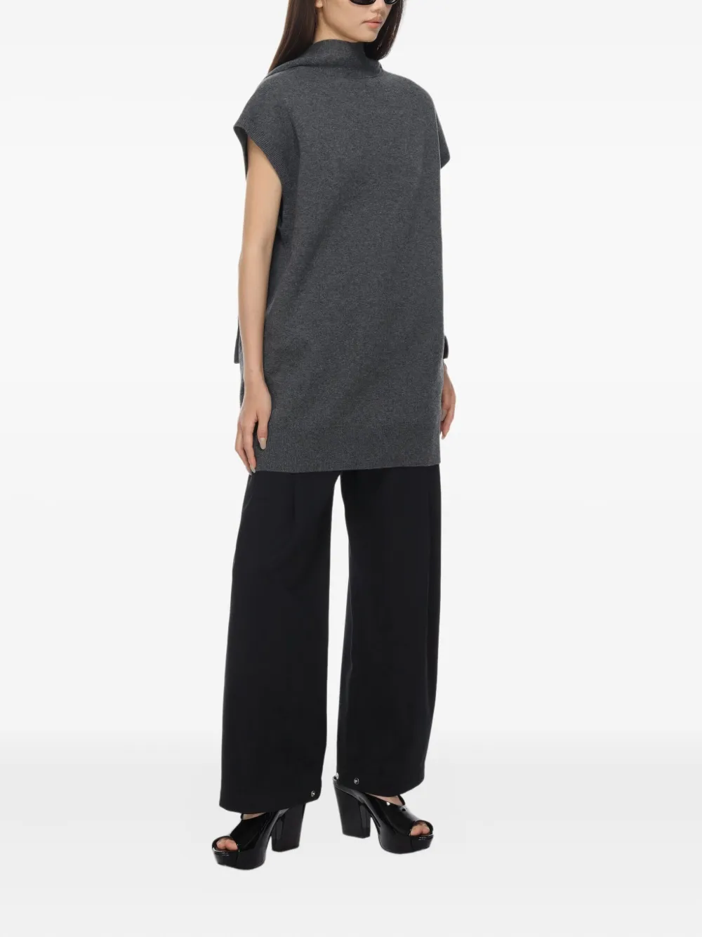 Carven ハイネック ミニドレス - グレー Carven ハイネック ミニドレス - グレー