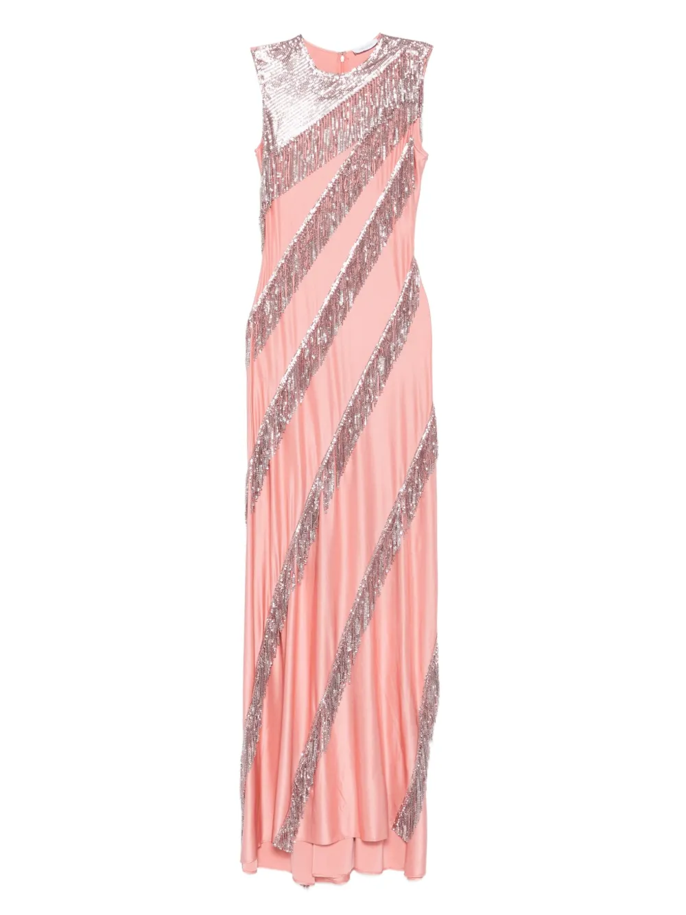 Rabanne Sequin-fringe Maxi Dress In Pink