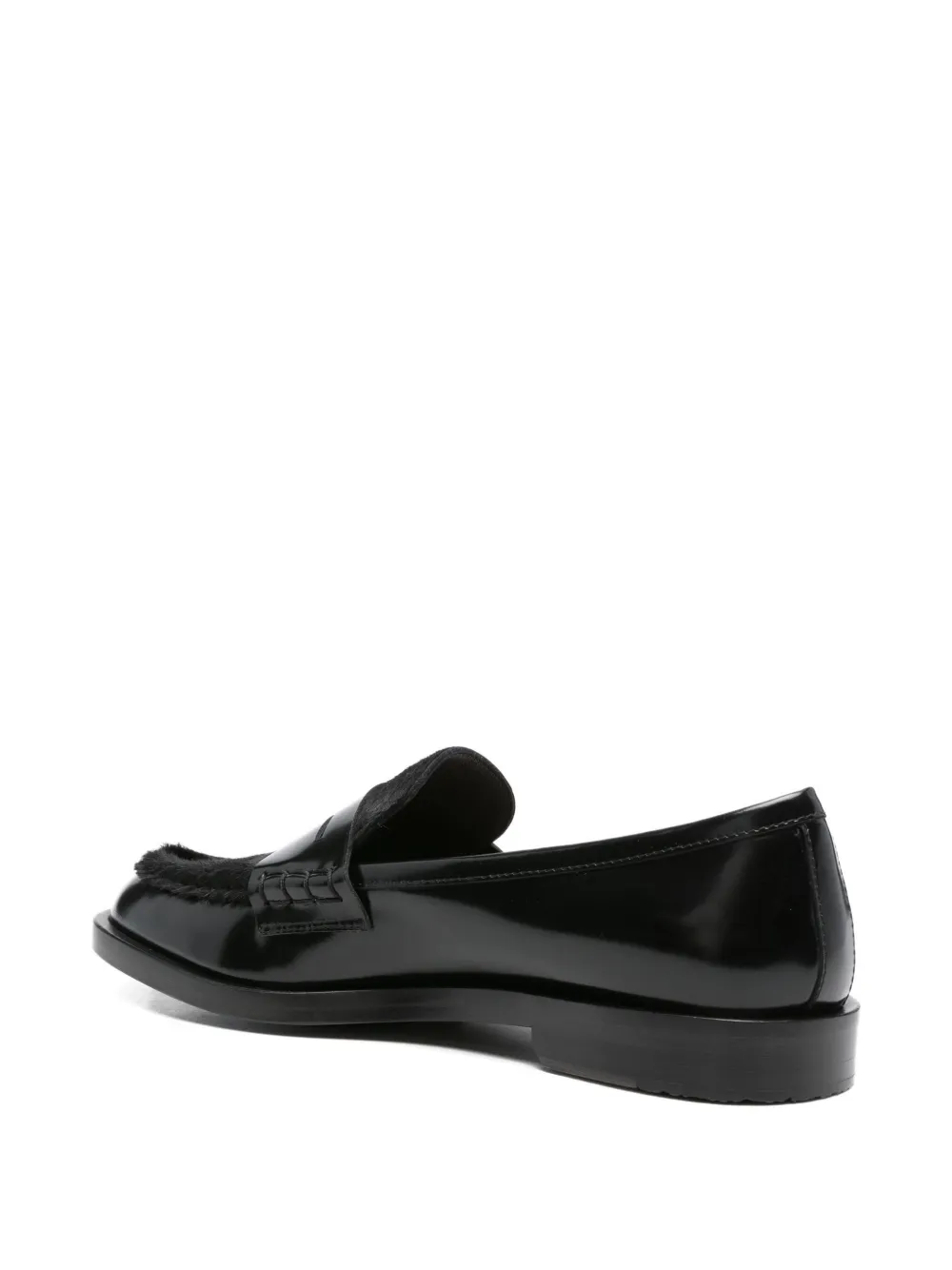 Roberto Festa leather fur loafers Zwart
