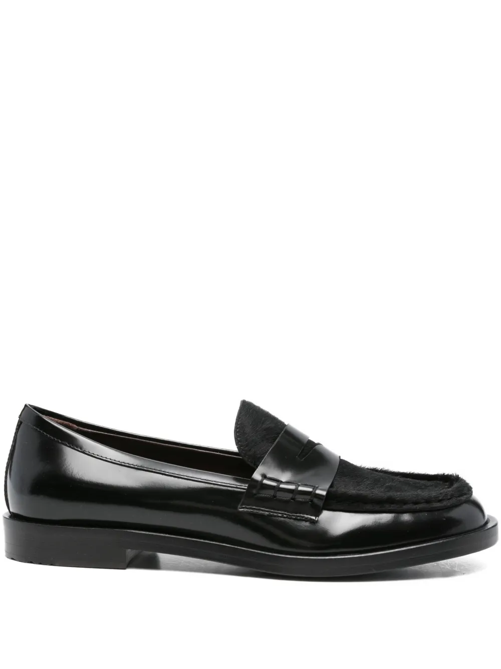 Roberto Festa leather fur loafers Zwart