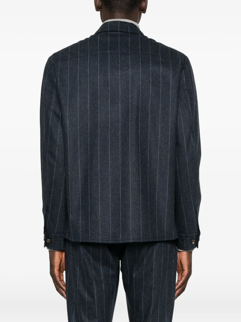 Eleventy Overhemd met krijtstreep Blauw