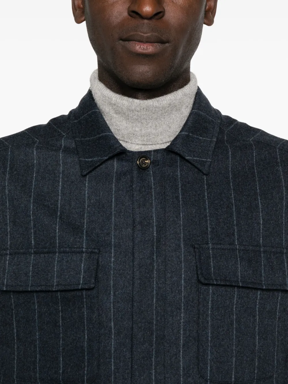 Eleventy Overhemd met krijtstreep Blauw