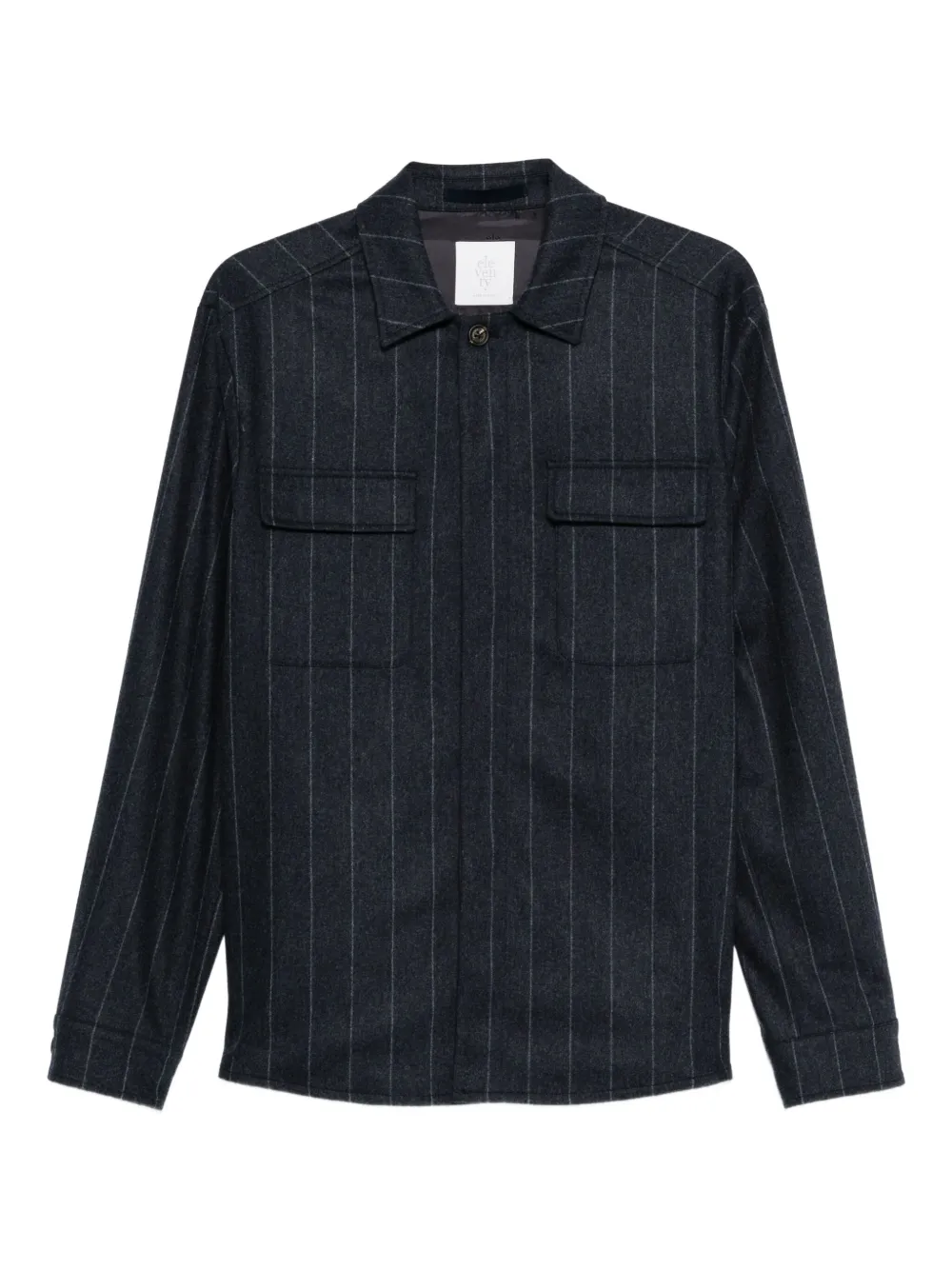 Eleventy Pinstripe Pocket Shirt In Blue