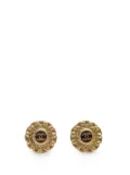 CHANEL Pre-Owned 1995 Gold Plated Resin CC Button Clip on Earrings costume earrings - Black
