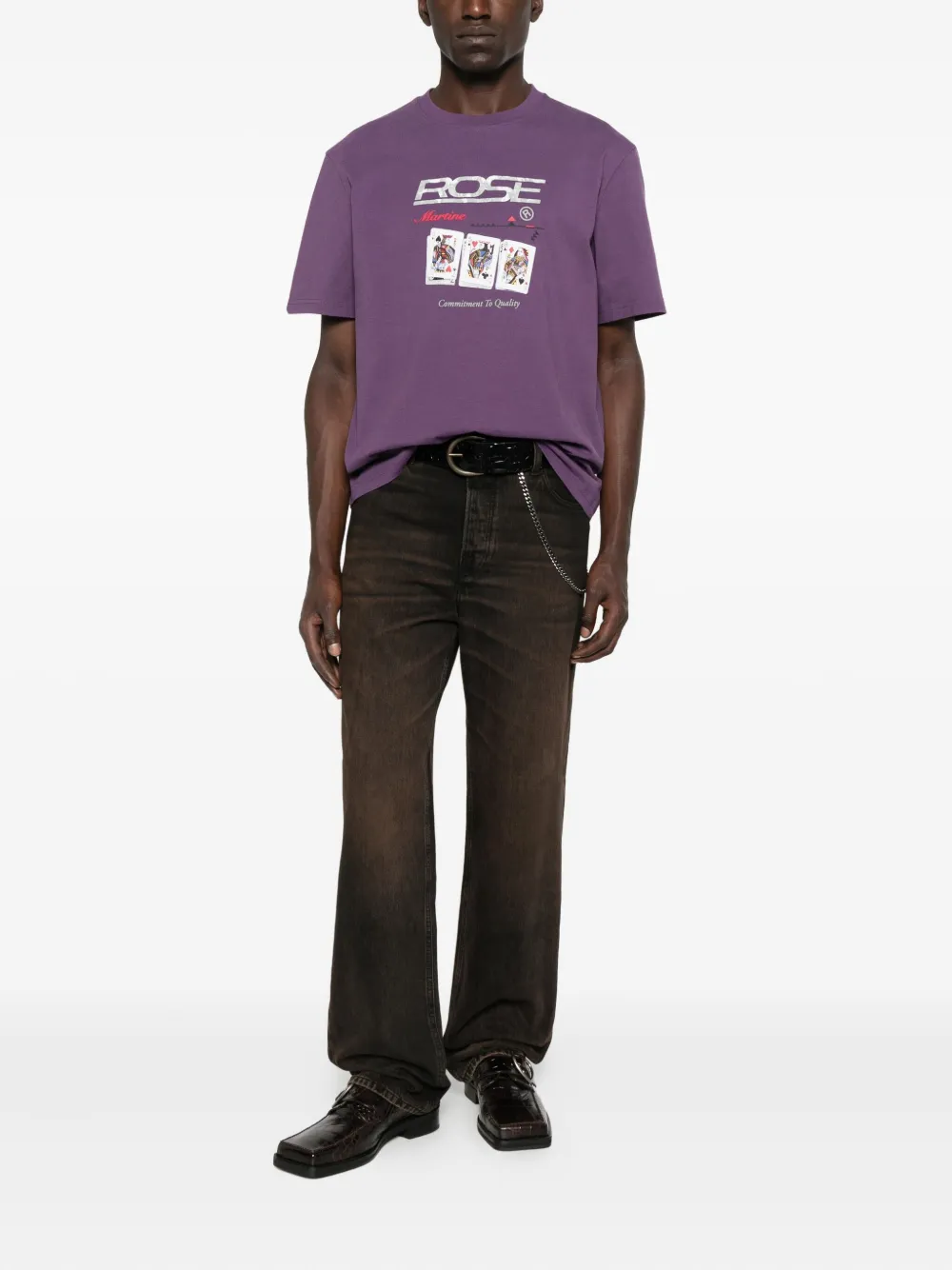 Martine Rose T-shirt met speelkaartprint Paars