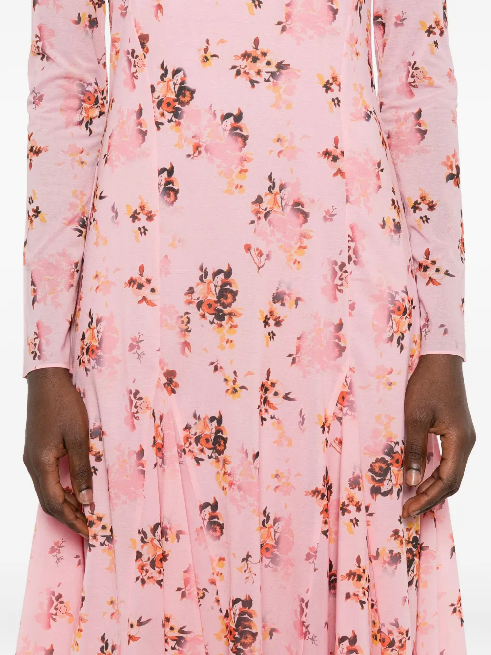 Stine Goya Midi-jurk met bloemenprint em lange mouwen Roze