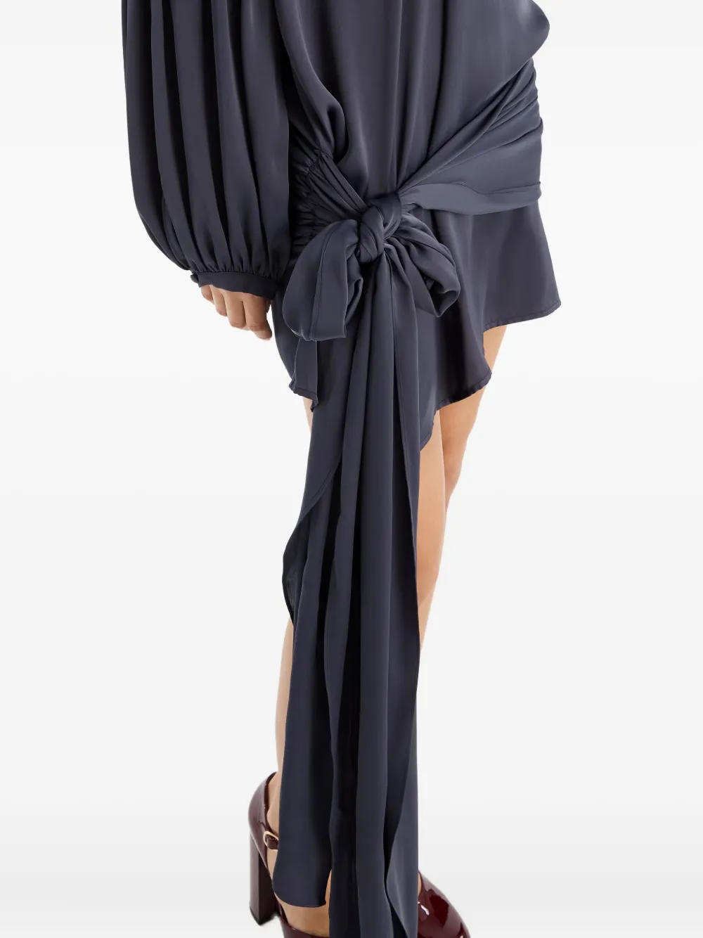Rotate Birger Christensen Satin Tie Mini Dress In Gray