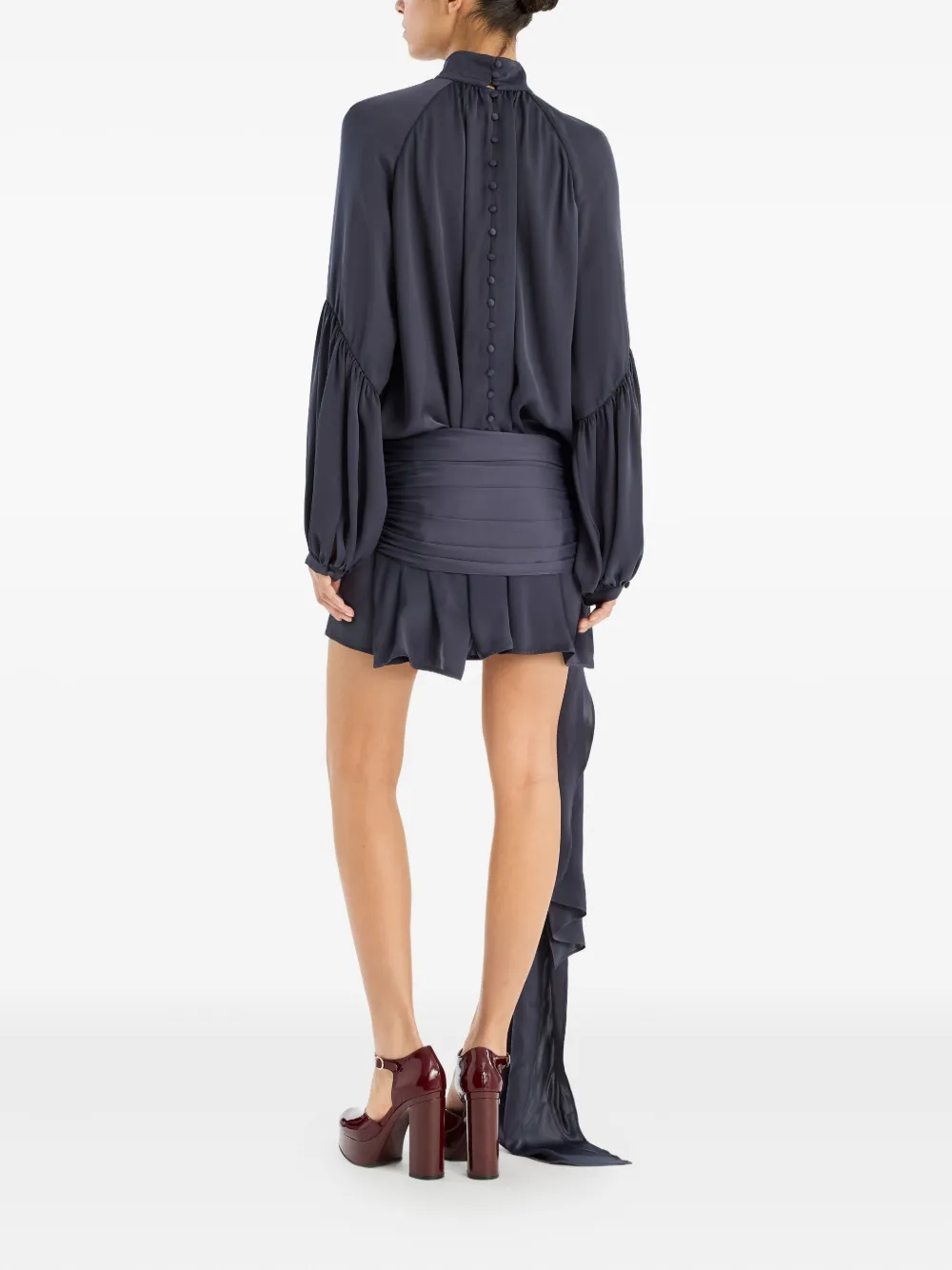 Rotate Birger Christensen Satin Tie Mini Dress In Gray