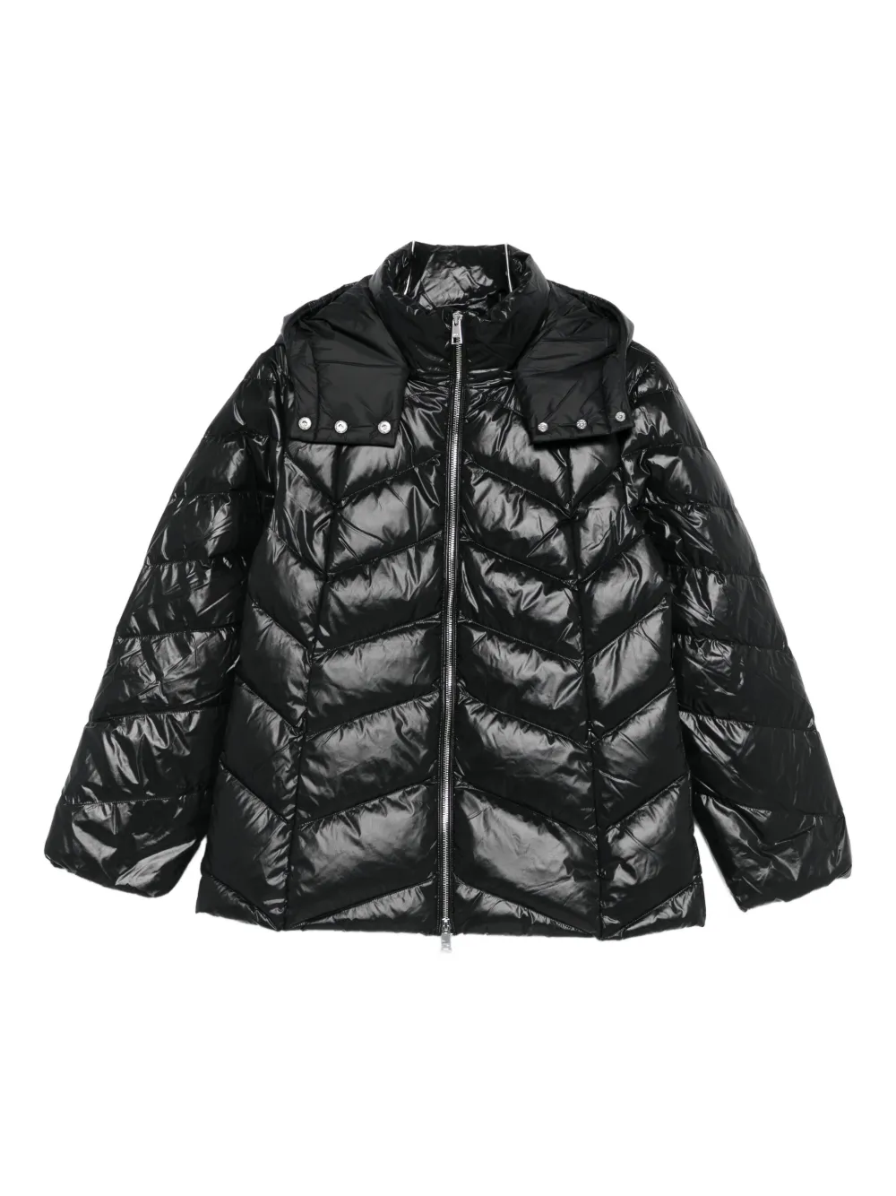 Liu •jo Quilted-pattern Hooded Jacket In Black