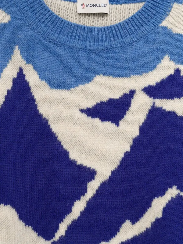 Moncler mountain-jacquard Motif Sweater | Blue | FARFETCH