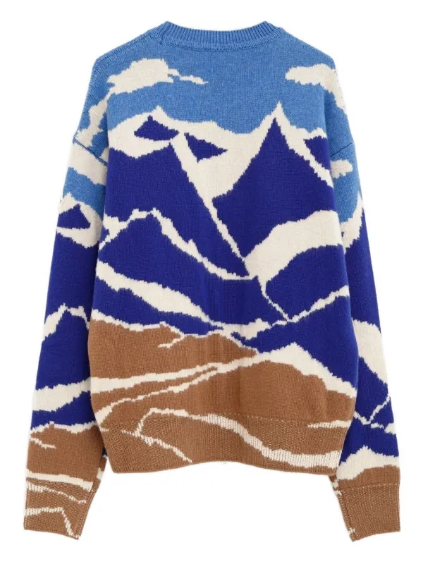 Moncler mountain-jacquard Motif Sweater | Blue | FARFETCH
