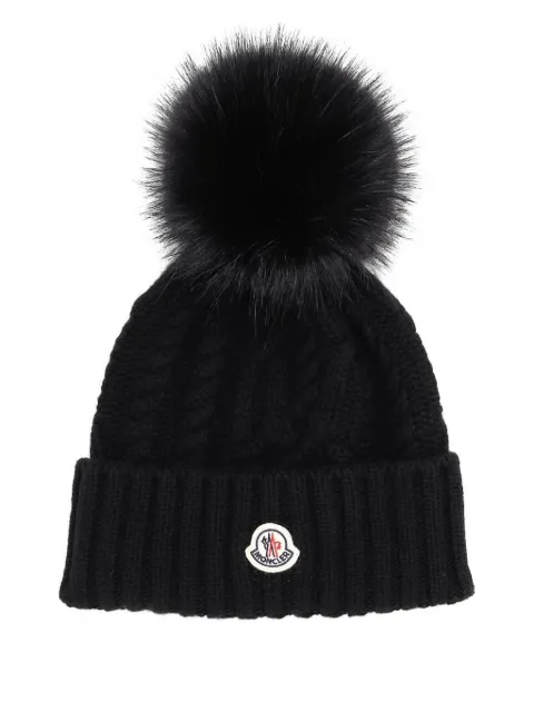 Moncler cable-knit pom-pom beanie hat