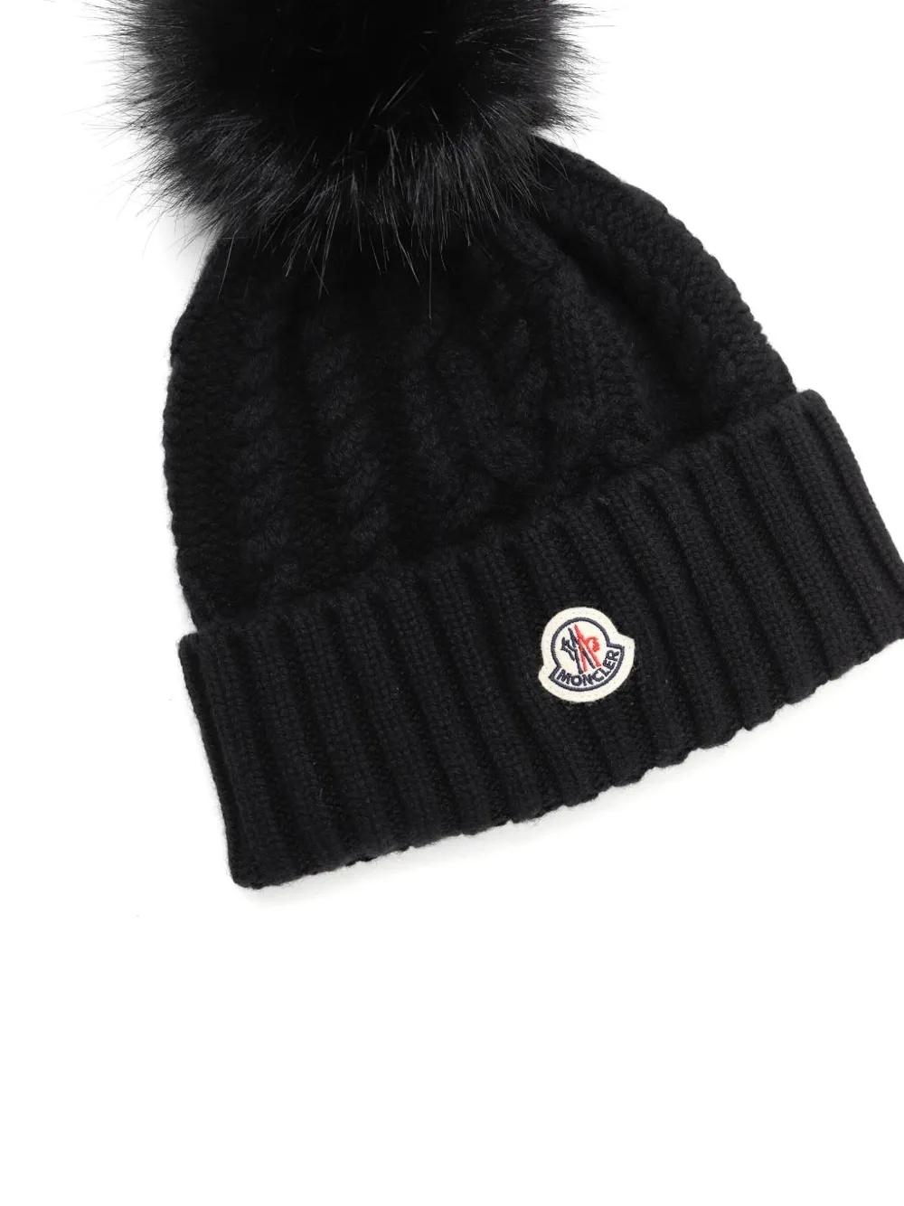 Moncler cable-knit pom-pom beanie hat | Women | Image 2