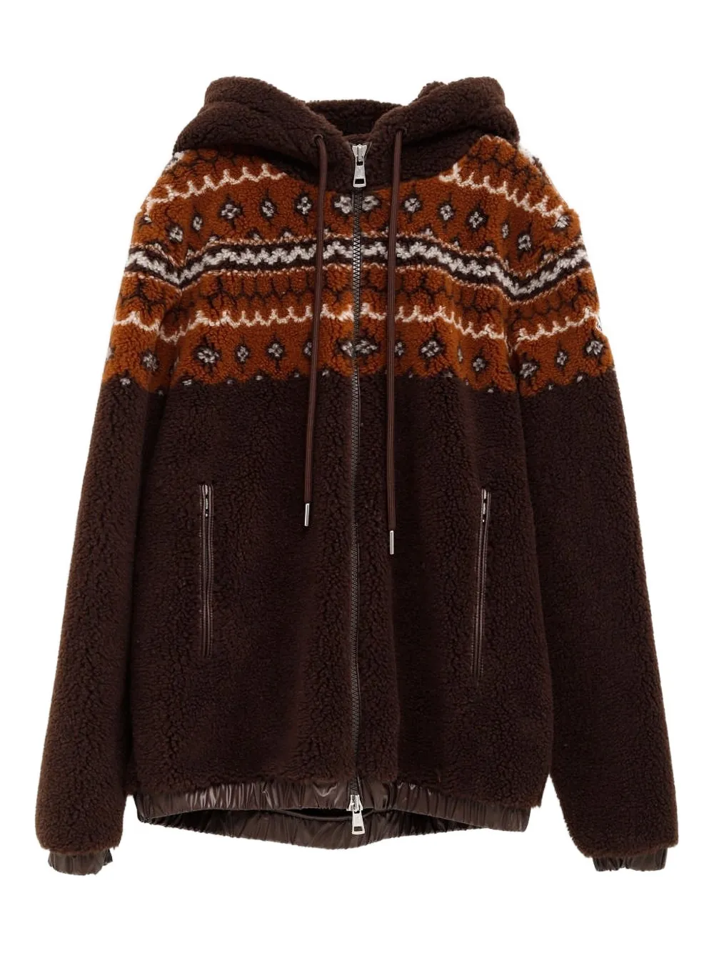 Moncler geometric-pattern hooded jacket | Brown | Image 1