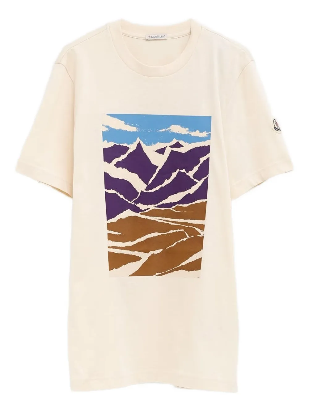 Moncler Mountain-print cotton T-shirt | Neutrals | Image 1
