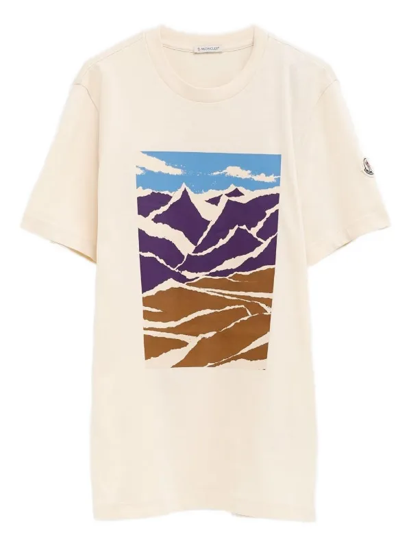 Moncler マウンテンプリント Tシャツ | ニュートラル | FARFETCH JP