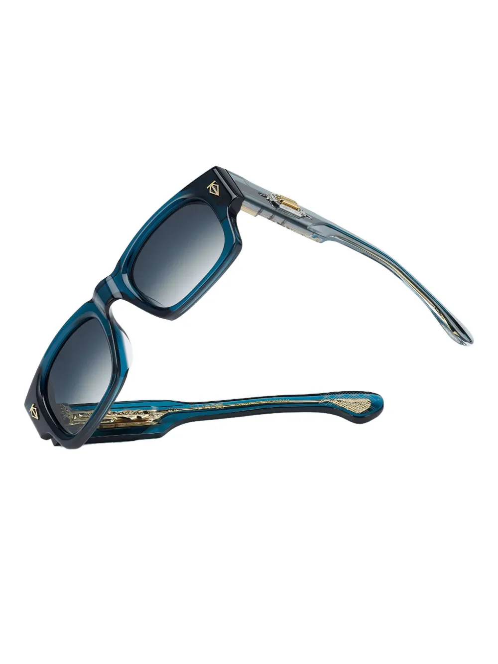 T Henri Eyewear Dusenberg zonnebril met rechthoekig montuur en diamantdetail Blauw