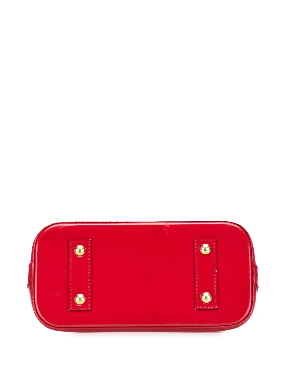Pre-owned Louis Vuitton 2013 Monogram Vernis Alma Bb Satchel In Red
