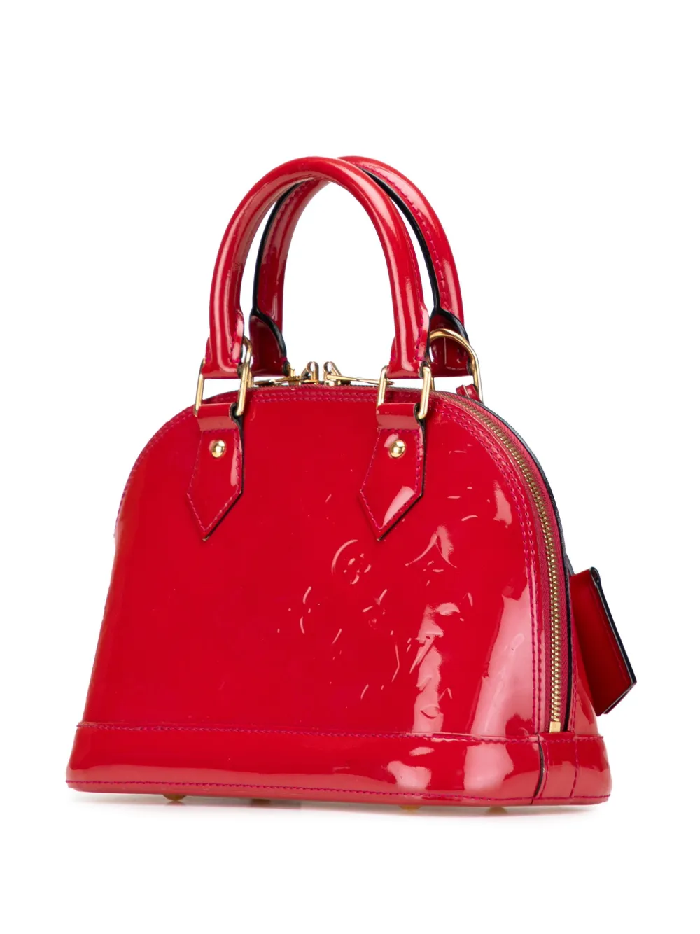 Pre-owned Louis Vuitton 2013 Monogram Vernis Alma Bb Satchel In Red