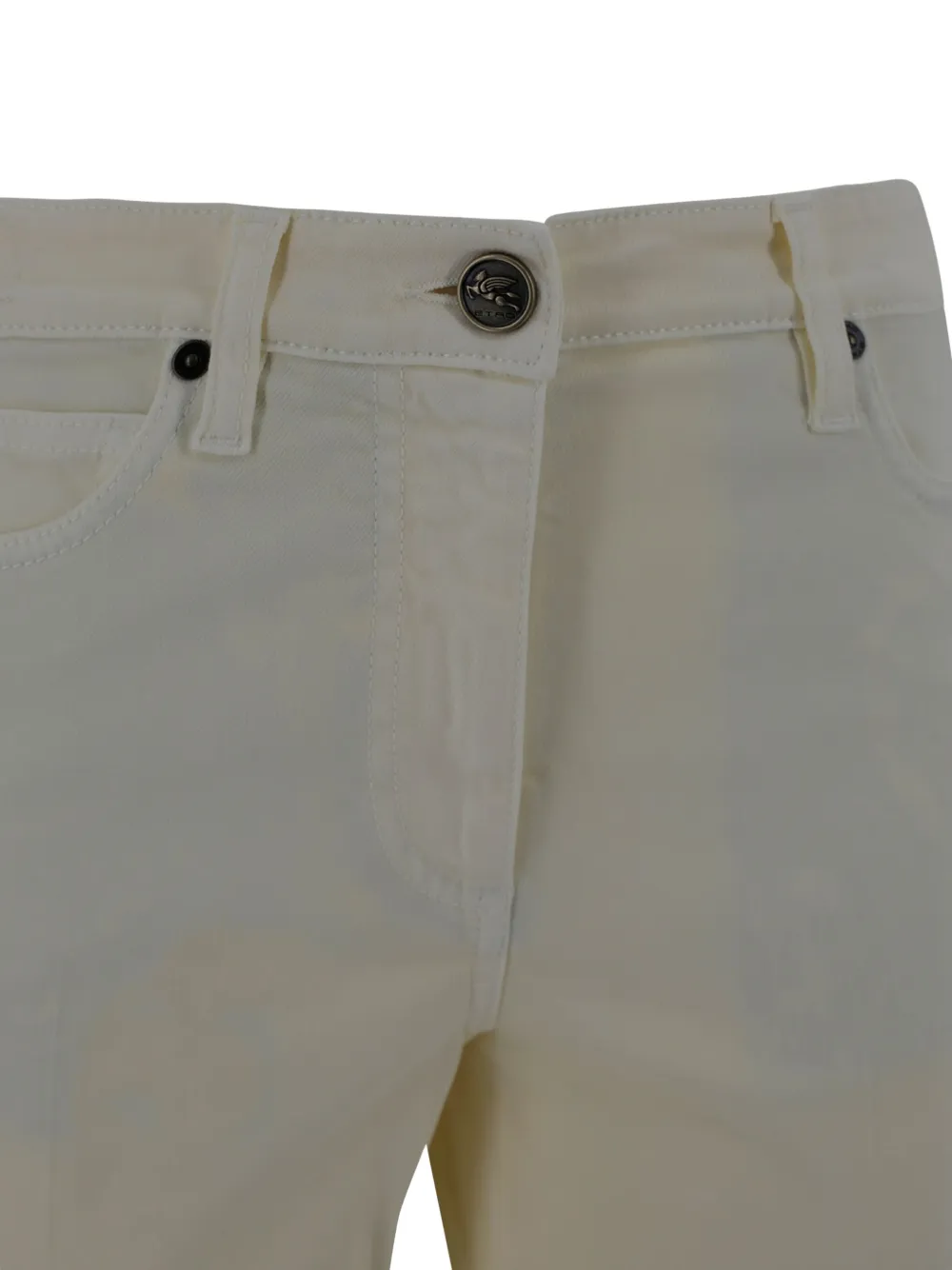 ETRO embroidered-detail five-pocket design jeans Beige