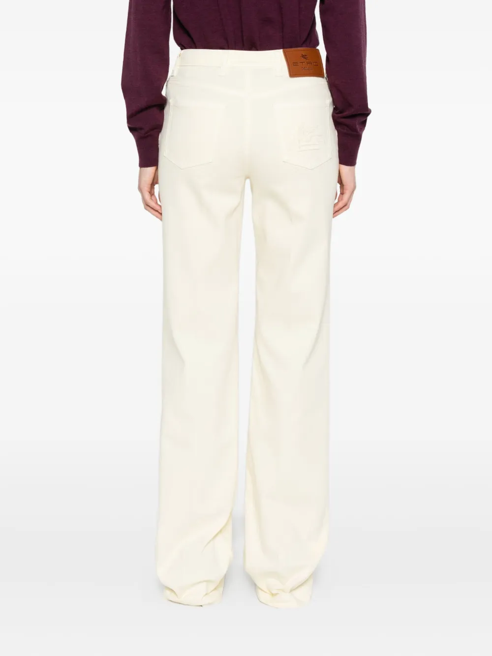 ETRO Jeans met geborduurd detail en vijf zakken Beige