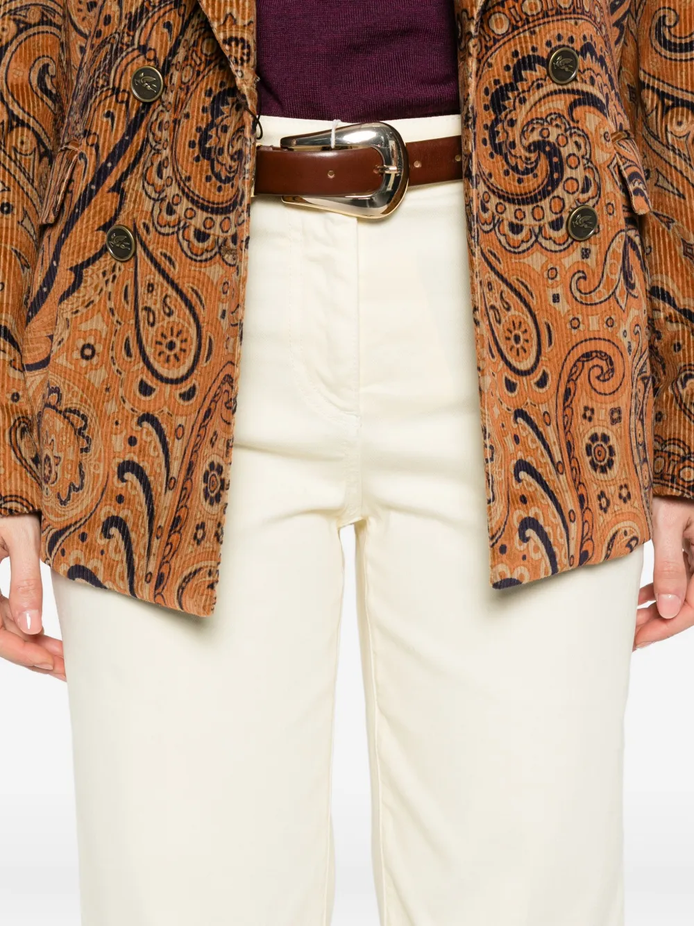 ETRO Jeans met geborduurd detail en vijf zakken Beige