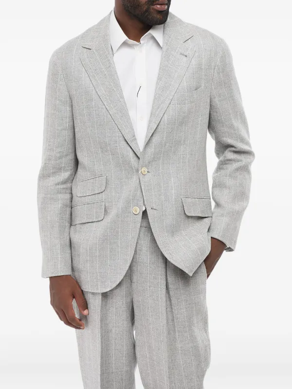 Brunello Cucinelli Pinstripe single-breasted Suit | Grey | FARFETCH