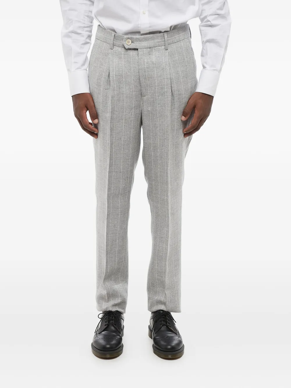 Brunello Cucinelli Pinstripe single-breasted Suit | Grey | FARFETCH