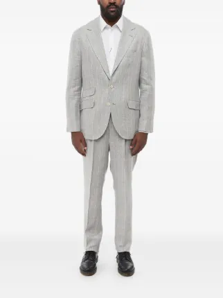 Brunello Cucinelli Pinstripe single-breasted Suit | Grey | FARFETCH