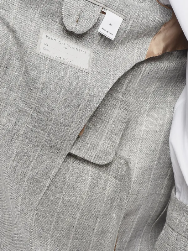 Brunello Cucinelli Pinstripe single-breasted Suit | Grey | FARFETCH
