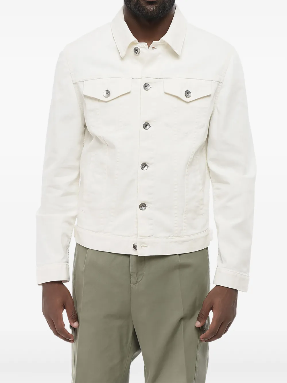 Brunello Cucinelli Button-fastening Denim Jacket In White