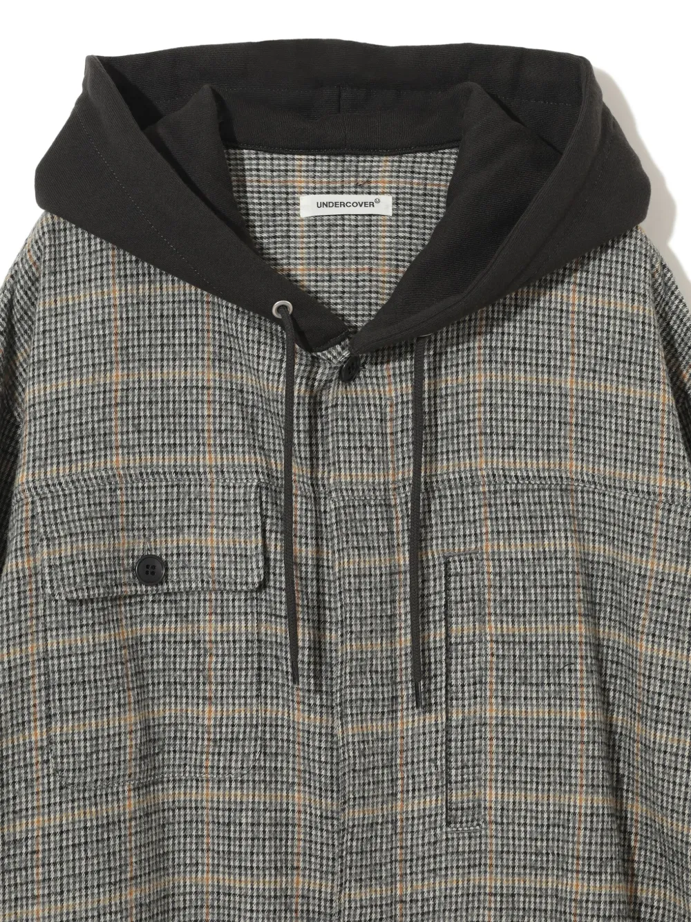 Undercover UP2E44071 hooded checked shirt Grijs