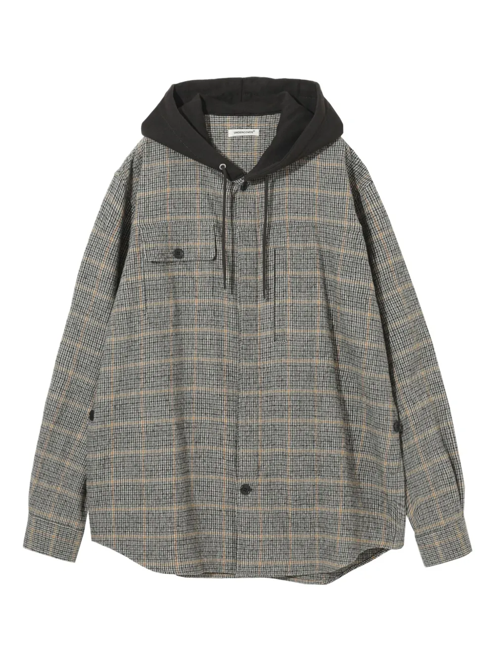 Undercover UP2E44071 hooded checked shirt Grijs