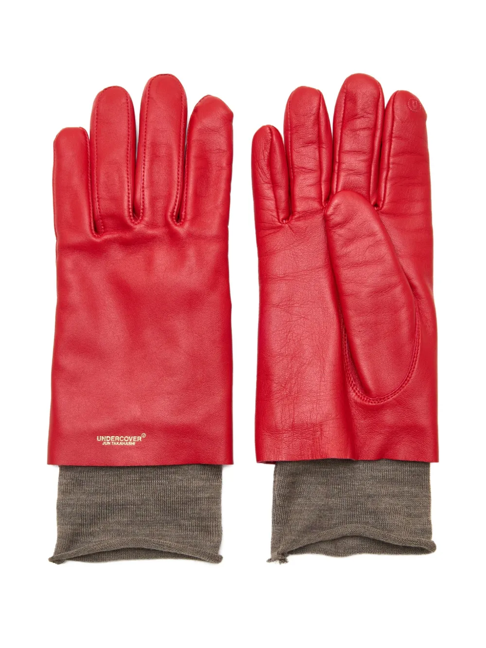 Undercover layered lambskin-leather gloves | Red | Image 1