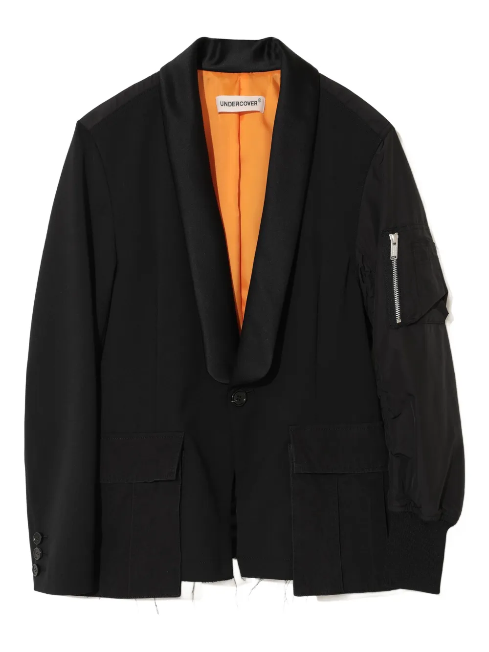 Undercover shawl-lapel bomber jacket Zwart