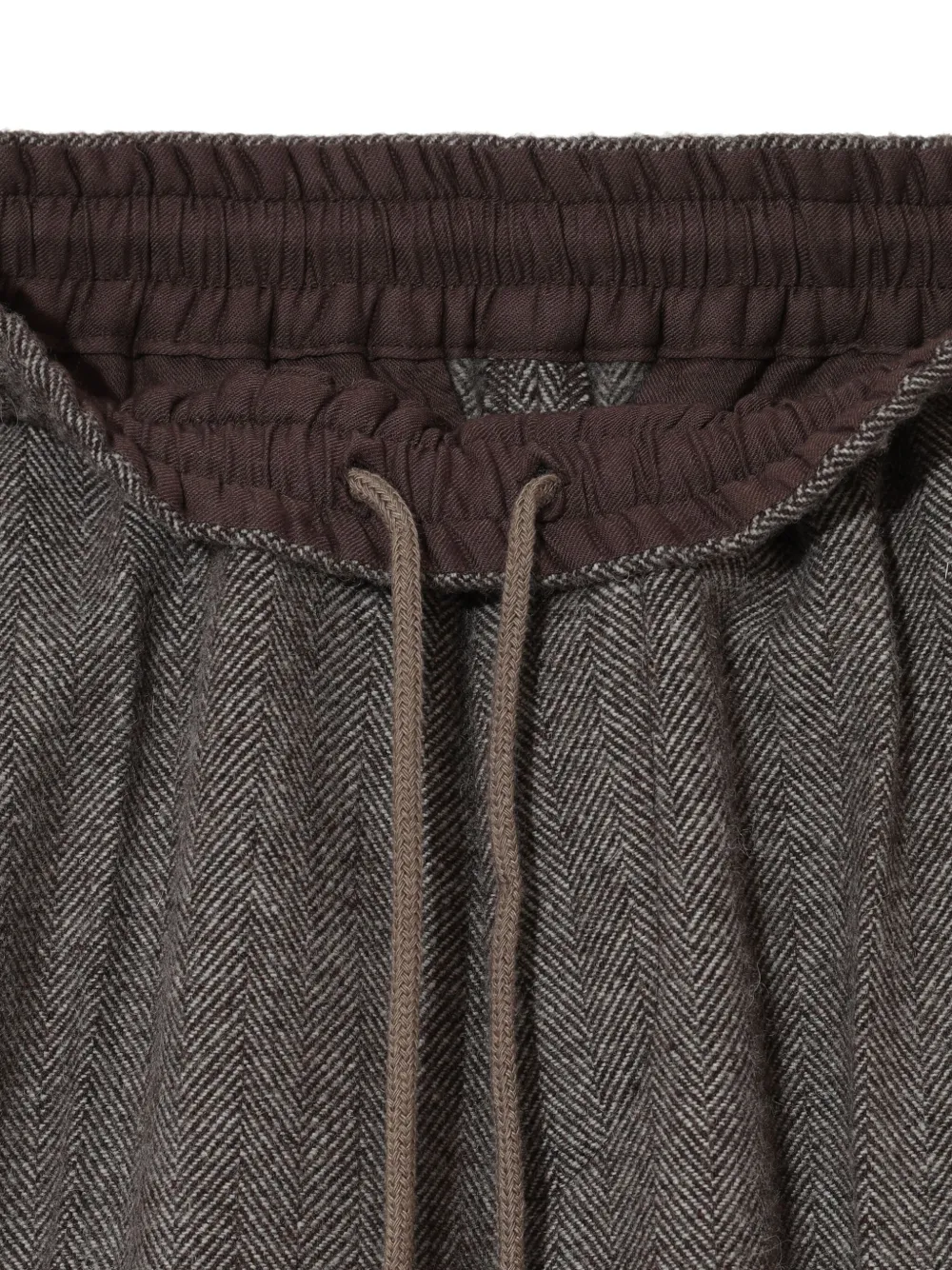 Undercover UP2E1507 herringbone elastic-waist trousers Bruin
