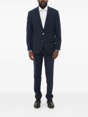 Brunello Cucinelli ストライプ リネンスーツ | ブルー | FARFETCH JP