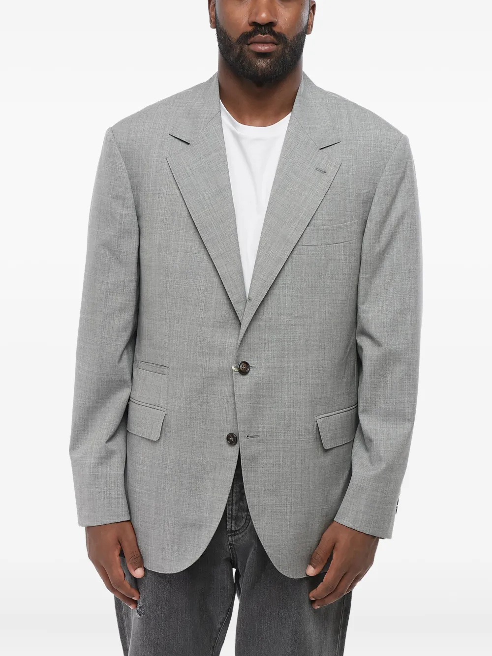 Brunello Cucinelli Blazer met enkele rij knopen Grijs