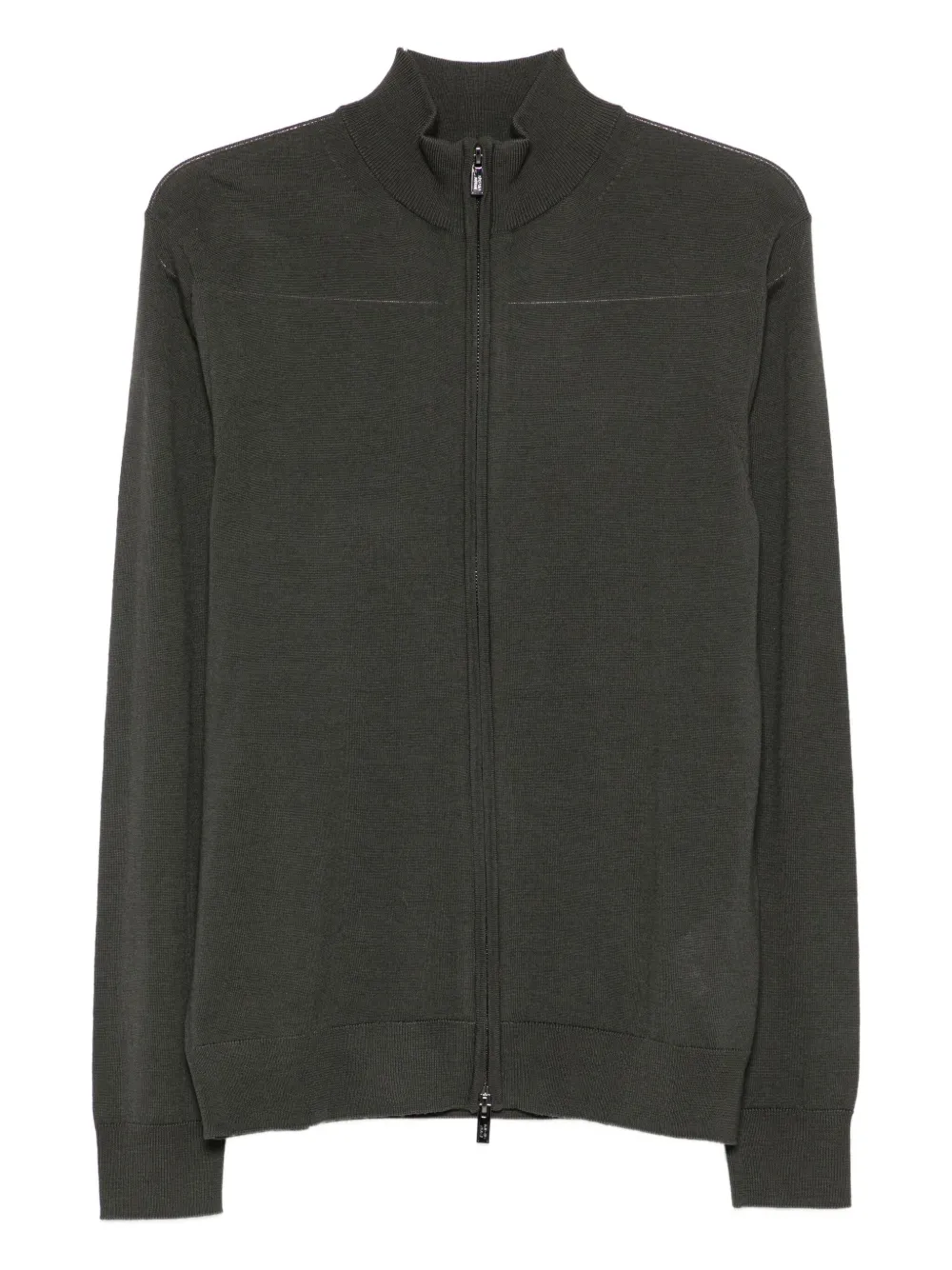 Emporio Armani Zip-up Wool Sweater In Gray