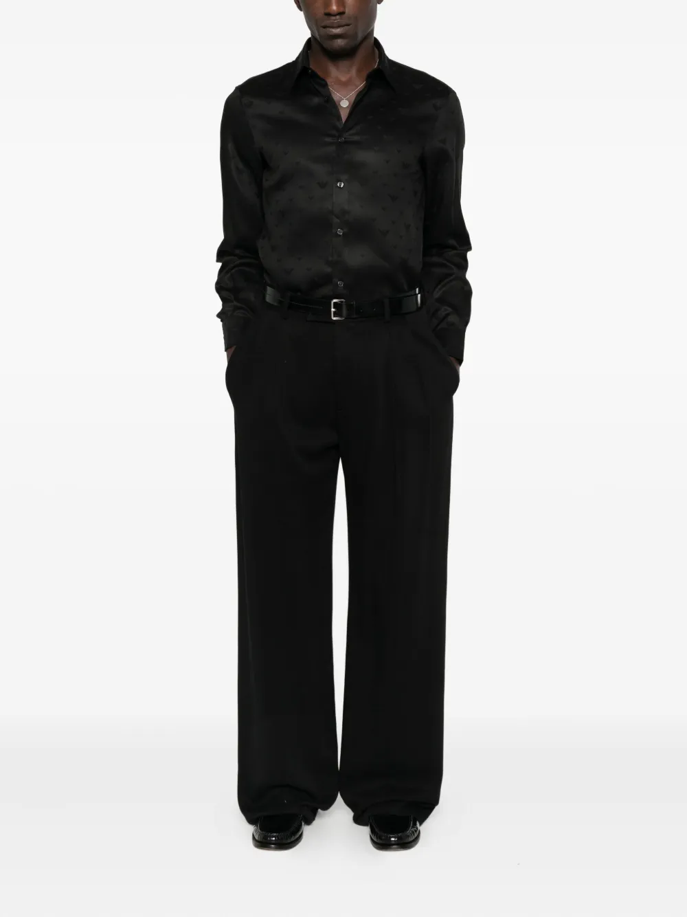 Emporio Armani eagle-embossed shirt - Zwart