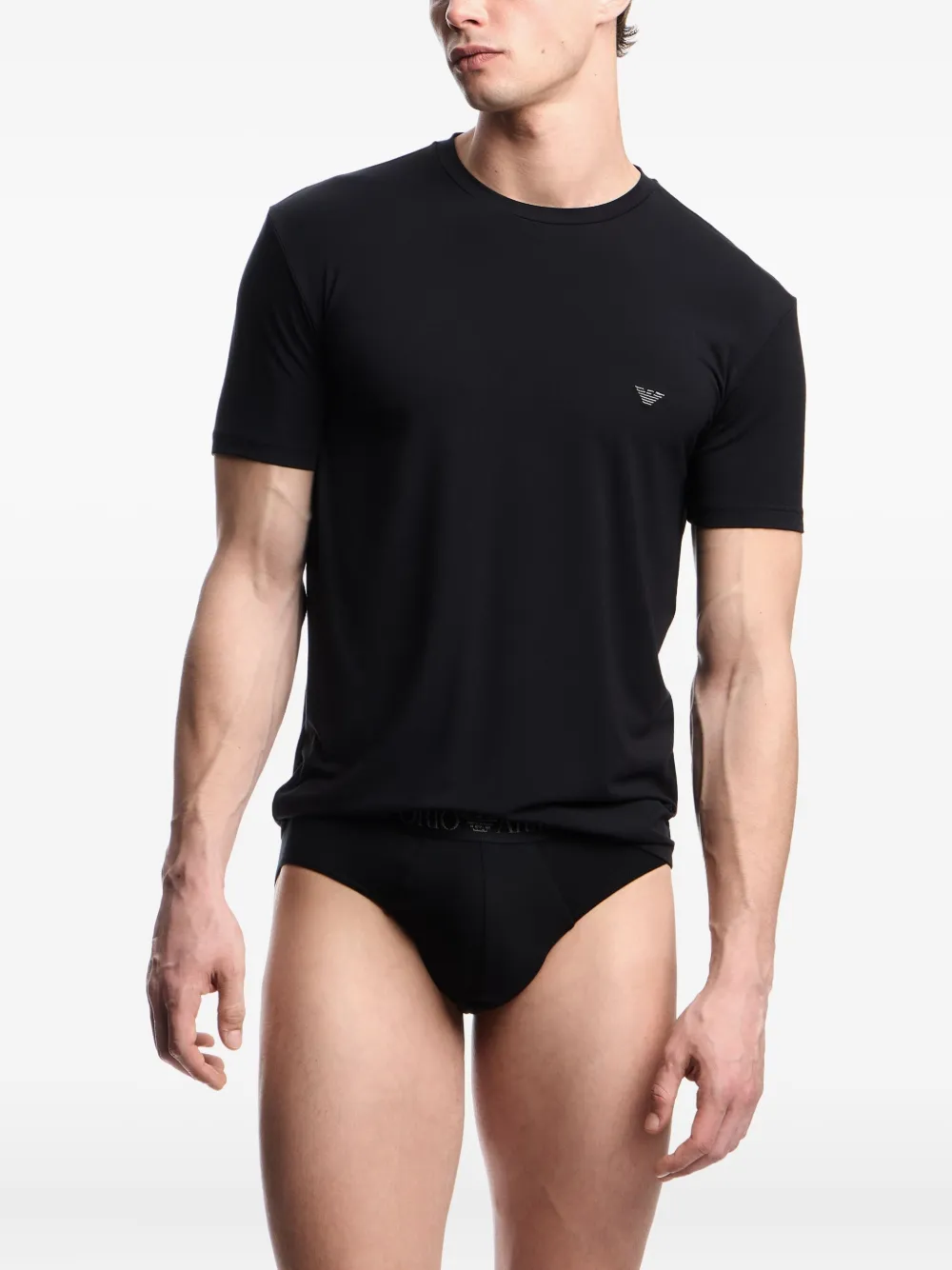 Emporio Armani eagle-logo T-shirt - Zwart