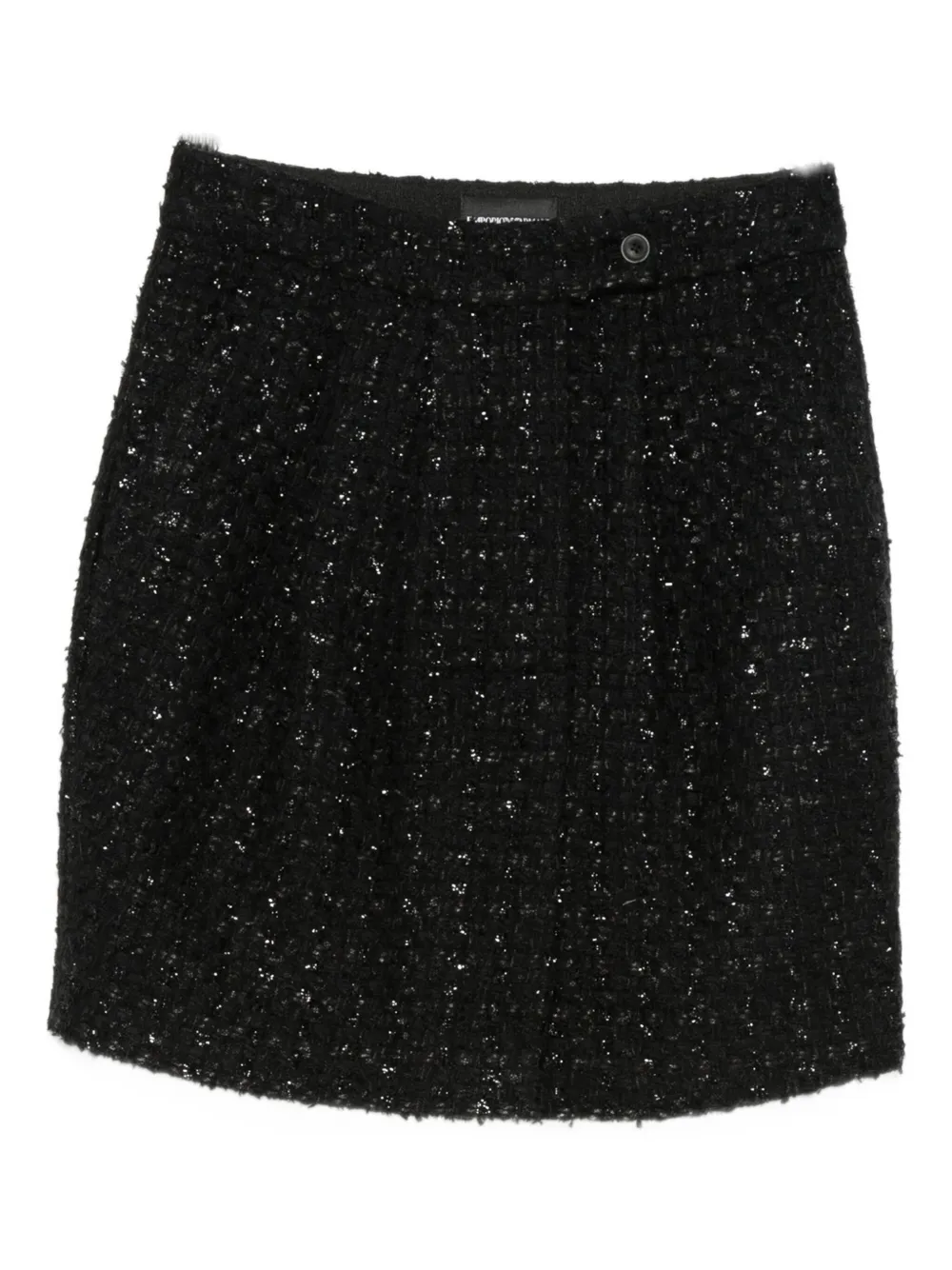Emporio Armani Tweed Sequin Mini Skirt In Black