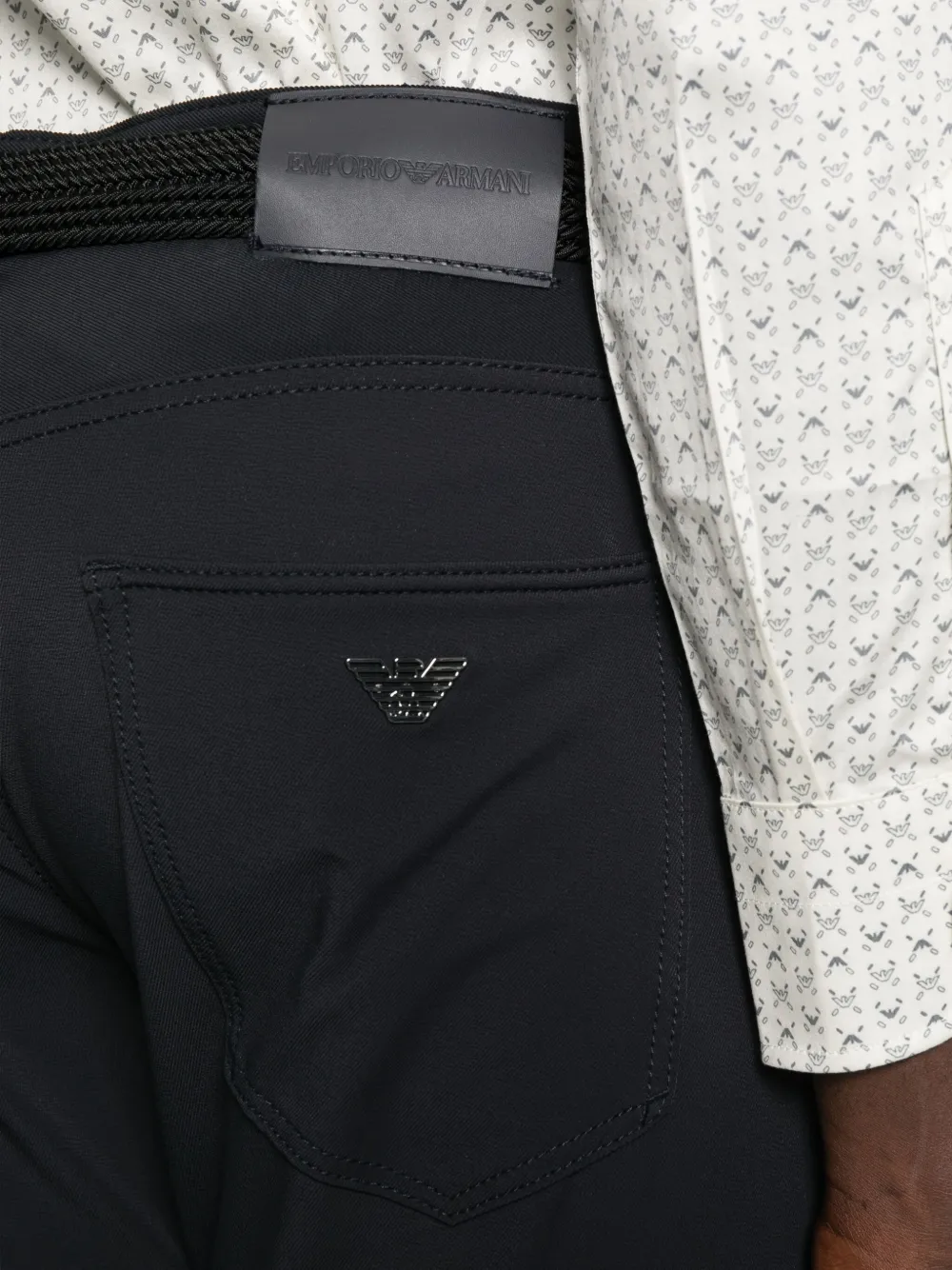 Emporio Armani logo-plaque trousers Zwart