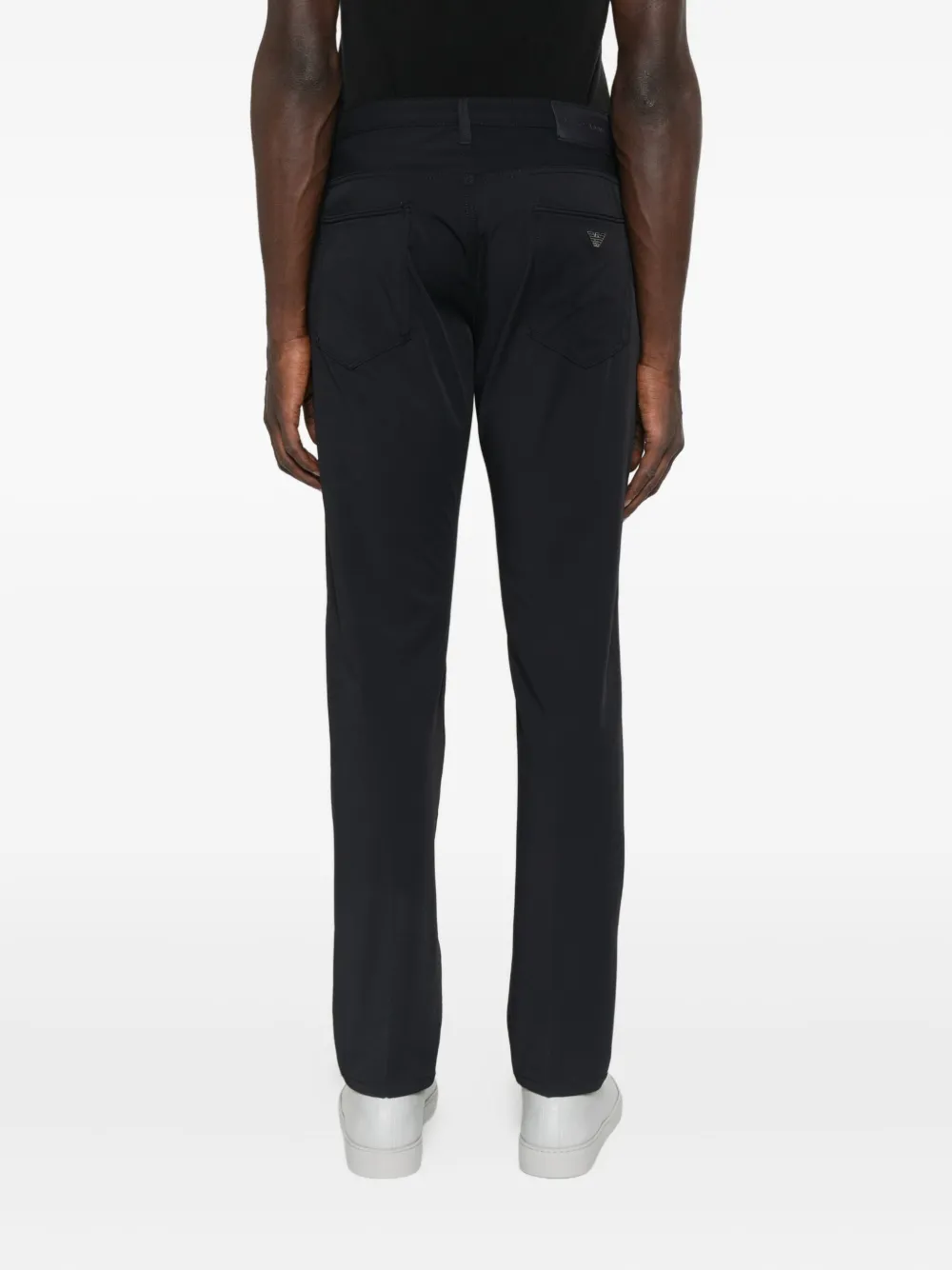 Emporio Armani logo-plaque trousers Zwart